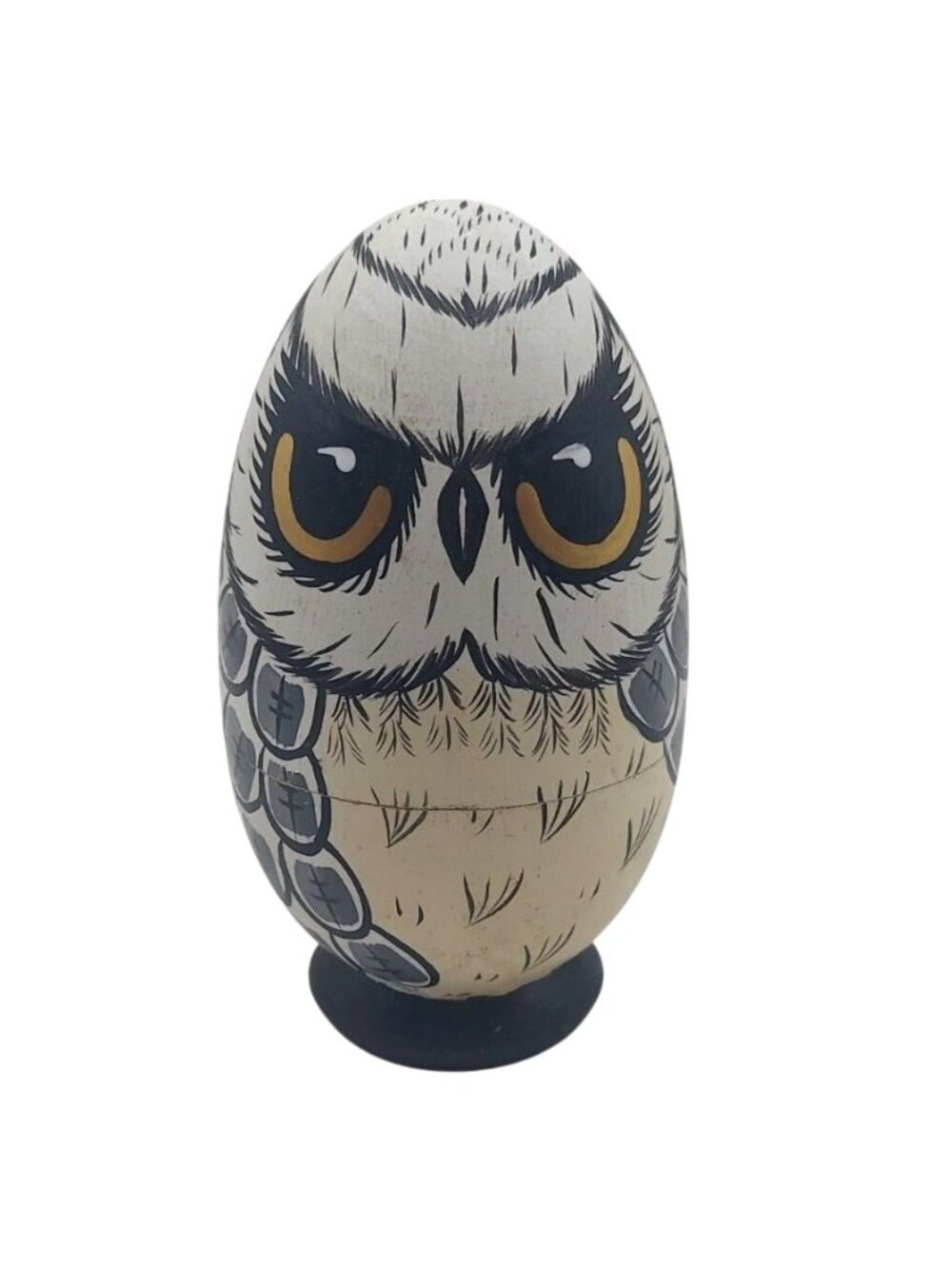 Hand Painted Russian Owl Wooden Nesting Dolls Set Of 3 Missing Parts
